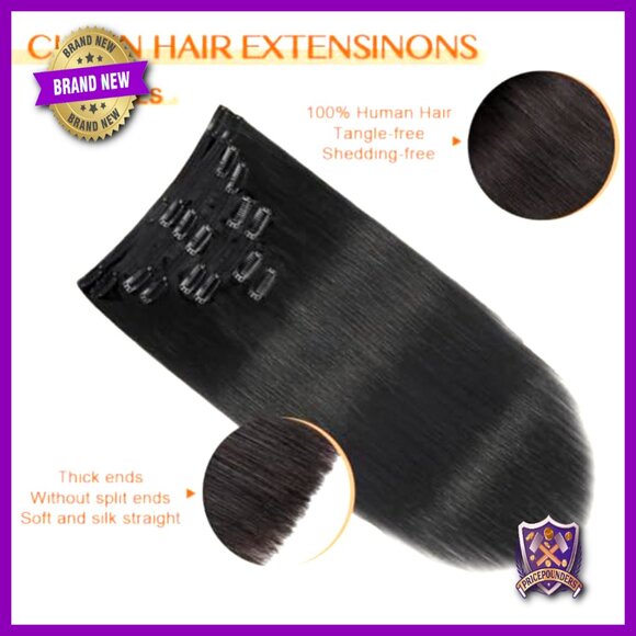 20 Inch Real Human Hair Clip-In Extensions 110g Straight Seamless main image 5